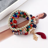 اللون: اللون ج - سوار بوهيمي بسيط ومتعدد الطبقات ومتعدد الاستعمالات