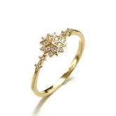 925 Sterling Silver Snowflake Ring 14k Gold Plating Simple Gold Silver color Women Engagement Wedding Ring Gift