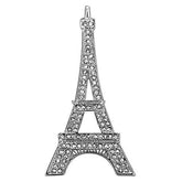 Eiffel Tower pendant with clear stones on a white background
