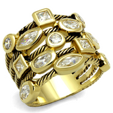 Gold ring with diamonds on a white background