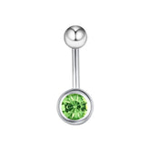 Metal color: Imitation Rhodium Plated, Main Stone Color: green, Shapepattern: Curved barbell, Body Jewelry Type: Navel & Bell Button Rings, Body Jewelry Application Area: Body - 14g 1.6mm Crystal Belly Button Navel Ring Steel 5mm 8mm Ball 8mm - 16mm Bar