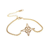 Metal color: Beige - Witch Knot Cuff Stainless Steel Pagan Witchcraft Symbols Magic Knot Women's Good Luck Amulet Bracelet Celtic Knot Bracelet