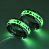 Main Stone Color: WHITE, Ring Size: Less Than 4 - Fashion Love Heart Glow Rings ECG Luminous Titanium Steel Teenager Heartbeat Fluorescence Couple Rings for Boys Girls Gifts