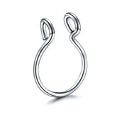 Metal color: none - 6/8/10mm Surgical Steel Fake Non Nose Stud Ring False Lip Curler Septum Piercing Hoop Jewelry for Women Men Body Accessories