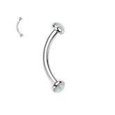 Metal color: Antique Gold Plated, Main Stone Color: black - 3/4/5mm Opal Steel Eyebrow Ring Internally Threaded 6mm -14mm Bar Curved Barbell Monroe Lip Stud Ear Tragus Piercing