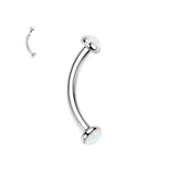 Metal color: Blue Zinc Plated, Main Stone Color: black - 3/4/5mm Opal Steel Eyebrow Ring Internally Threaded 6mm -14mm Bar Curved Barbell Monroe Lip Stud Ear Tragus Piercing