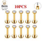 Metal color: SILVER PLATED, Ships From: CHINA, Main Stone Color: VIOLET - 10PCS G23 Titanium Lip Ring Labret Piercing Stud Earring CZ 16/18/20G Push Pin Ear Tragus Cartilage Helix Conch Pierc?Jewelry