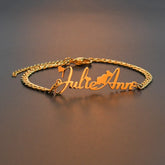 Metal Color: Steel color, Length: 19.5CM, Main Stone Color: Orange - Atoztide Personalized Custom Name Bracelet for Women Men Stainless Steel 10mm Cuban Chain Nameplate Handmade Bangle Jewelry Gift