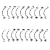 Metal color: Light Yellow Gold Color, Main Stone Color: green - Bulk Multi Size 16G 1.2mm Steel Curved Barbell Eyebrow Piercing 6-14mm Bar 3mm Ball Ear Piercing