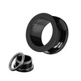Metal color: Rhodium Plated, Main Stone Color: Gold - 2PCS Multi Color Steel Screw Fit Tunnel Ear Plug Stretcher Gauge 3-25mm Ear Lobe Tunnel Expander