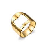 Main Stone Color: black, Ring Size: 9 - VIVILADY Titanium Stainless Steel Creative Bottle Opener Ring Jewelry For Unisex Punk Simple Fashion Party Bar Gift Wholesale