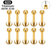 Metal color: Gold-color, Ships From: CHINA, Main Stone Color: green - 10PCS ASTM F136 G23 Titanium Piercing Labret Lip Ring Stud Earring CZ Ear Tragus Cartilage Helix Daith Pierc Jewelry 16/18/20g