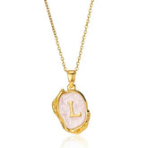 Metal Color: SILVER PLATED, Length: 40cm - Y2K Stainless Steels Drip Oil 26 Letter Necklaces for Women Men Alphabet A-Z Initials Pendant Necklace Aesthetic Jewelry Gift