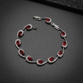 Metal Color: BRASS PLATED - Fashion Exquisite Color Crystal Inlaid Ladies Charm Bracelet Engagement Wedding Jewelry