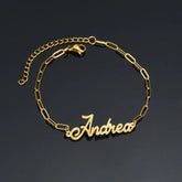 Metal Color: Vermeil, Length: 17.5cm, Main Stone Color: Gold - Atoztide Personalized Custom Name Bracelet for Women Men Stainless Steel 10mm Cuban Chain Nameplate Handmade Bangle Jewelry Gift