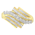 10K Yellow Gold Round and Baguette Diamond-Cut Ring (1/2 Cttw, I-J Color, I1-I2 Clarity) - Size 8-3/4