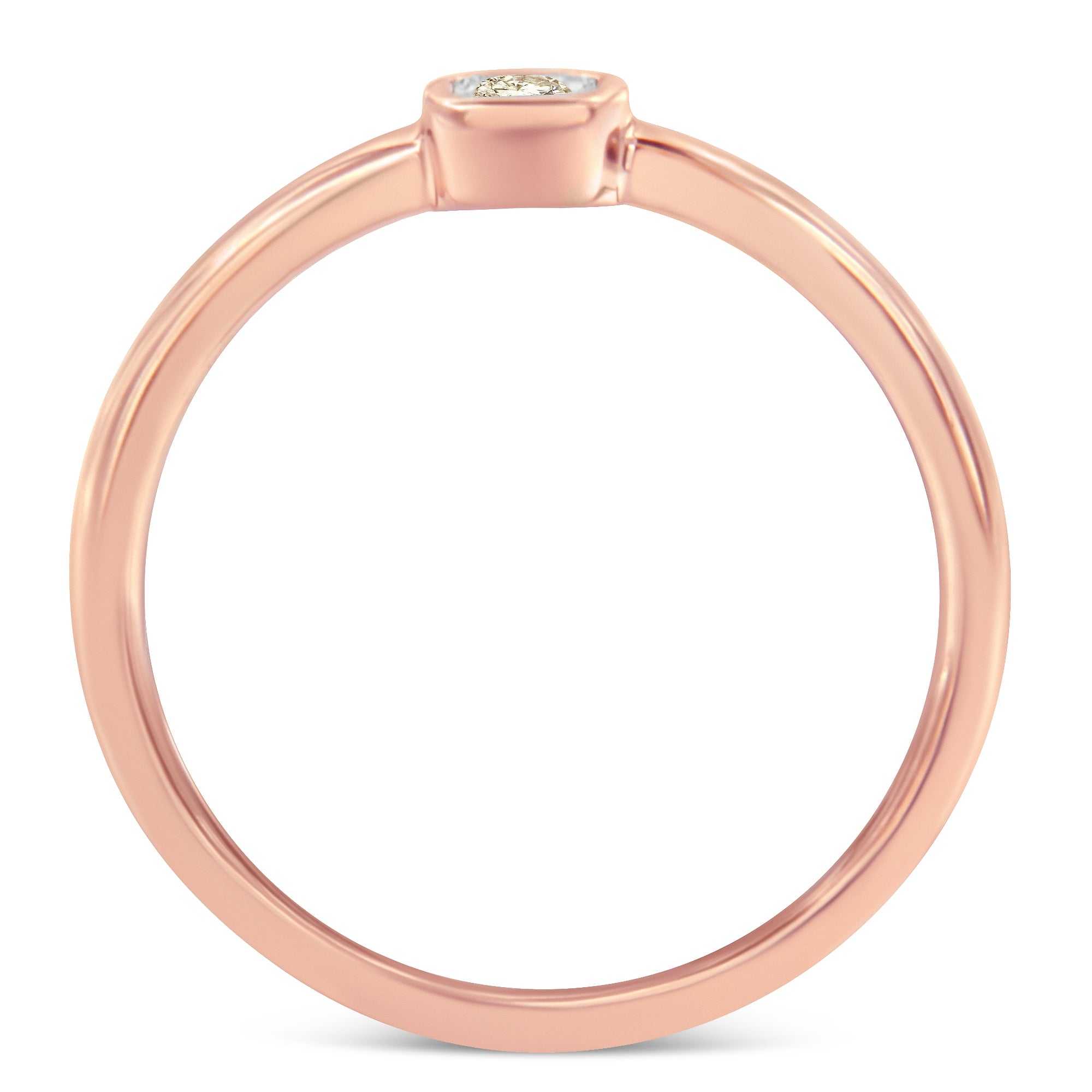 14K Rose Gold Plated .925 Sterling Silver 1/20 Carat Diamond Square Cushion-Shaped Miracle Set Petite Fashion Promise Ring (J-K Color, I1-I2 Clarity) - Size 6
