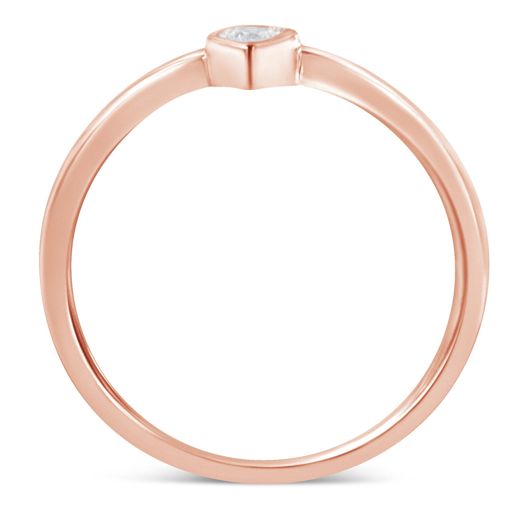 14K Rose Gold Plated .925 Sterling Silver 1/20 Carat Diamond Teardrop Pear-Shaped Miracle Set Petite Fashion Ring (J-K Color, I1-I2 Clarity) - Size 8