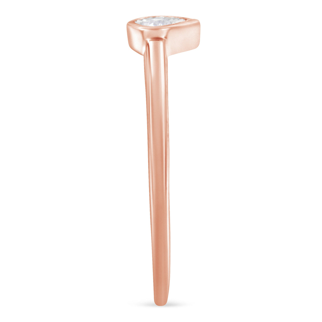 14K Rose Gold Plated .925 Sterling Silver 1/20 Carat Diamond Teardrop Pear-Shaped Miracle Set Petite Fashion Ring (J-K Color, I1-I2 Clarity) - Size 8