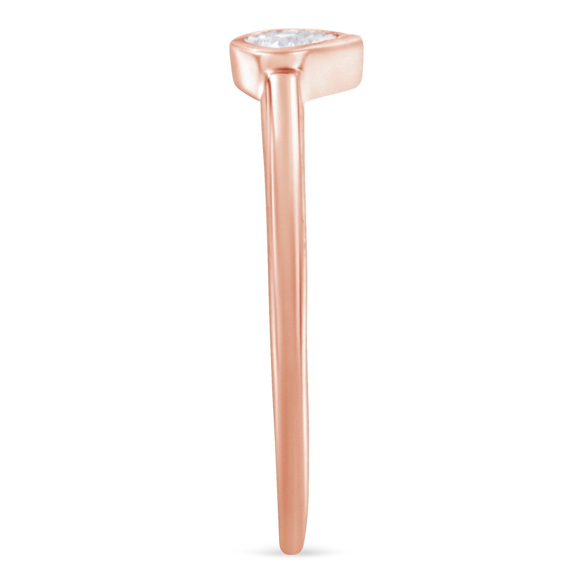 14K Rose Gold Plated .925 Sterling Silver 1/20 Carat Diamond Teardrop Pear-Shaped Miracle Set Petite Fashion Ring (J-K Color, I1-I2 Clarity) - Size 8