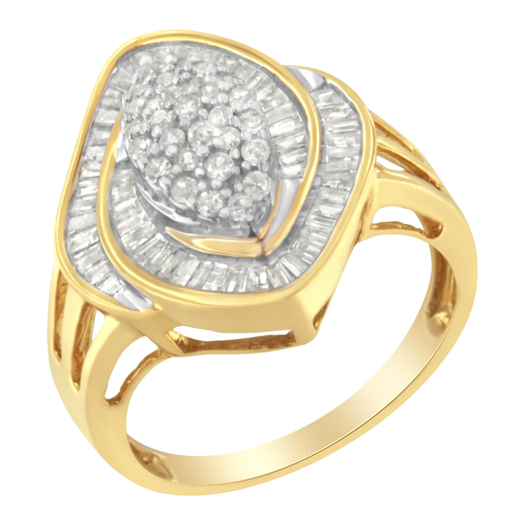 10K Yellow Gold Diamond Cluster Ring (3/4 Cttw, J-K Color, I2-I3 Clarity) - Size 7-1/2
