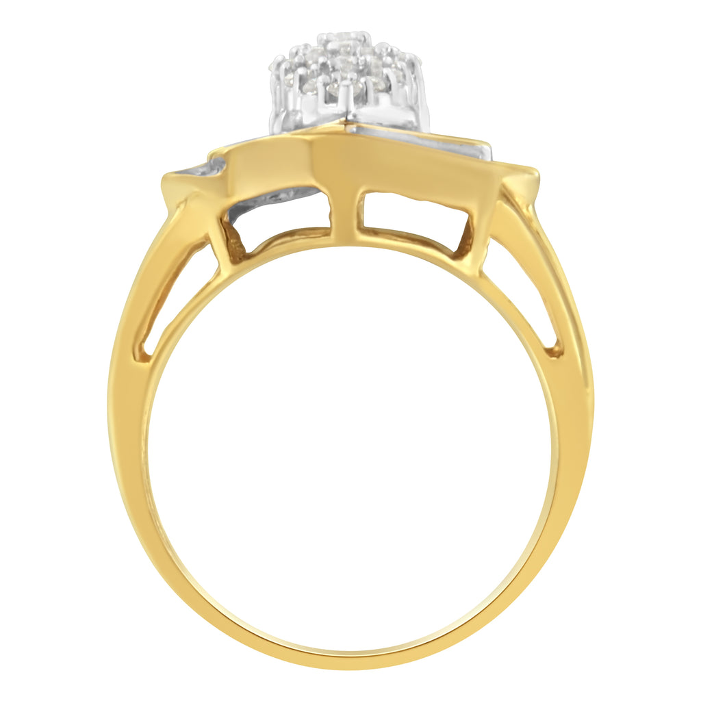 10K Yellow Gold Diamond Cluster Ring (3/4 Cttw, J-K Color, I2-I3 Clarity) - Size 7-1/2