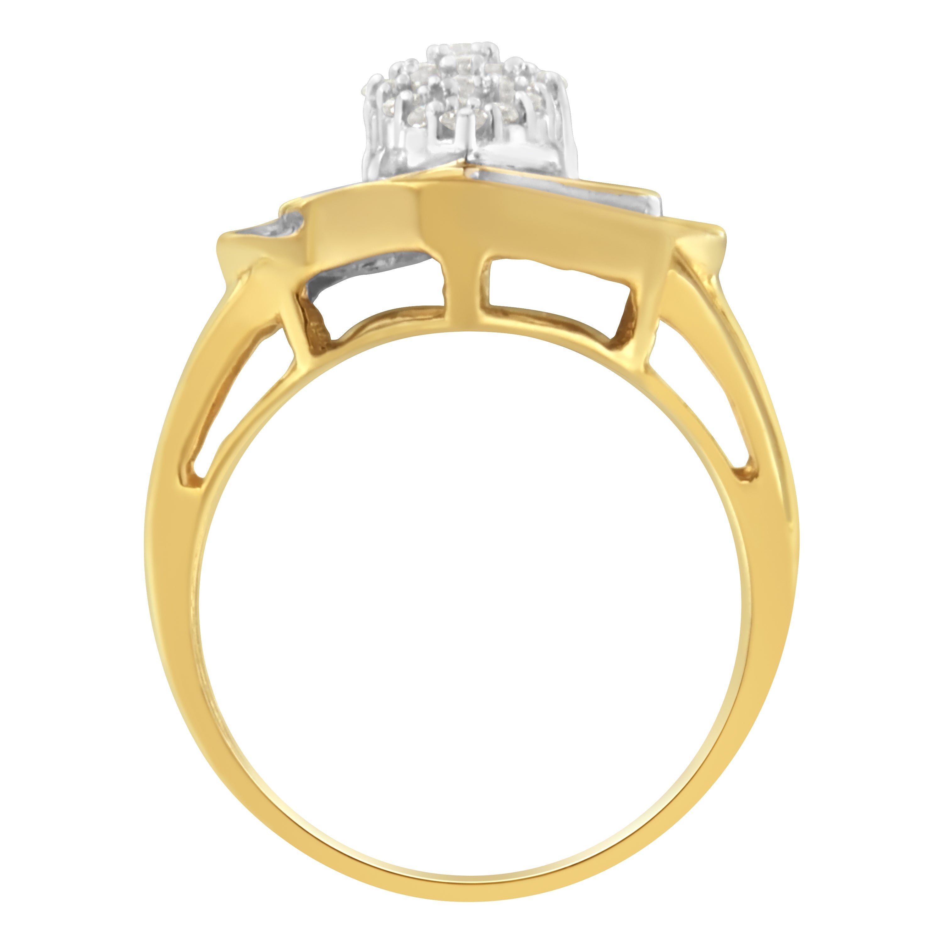 10K Yellow Gold Diamond Cluster Ring (3/4 Cttw, J-K Color, I2-I3 Clarity) - Size 7-1/2