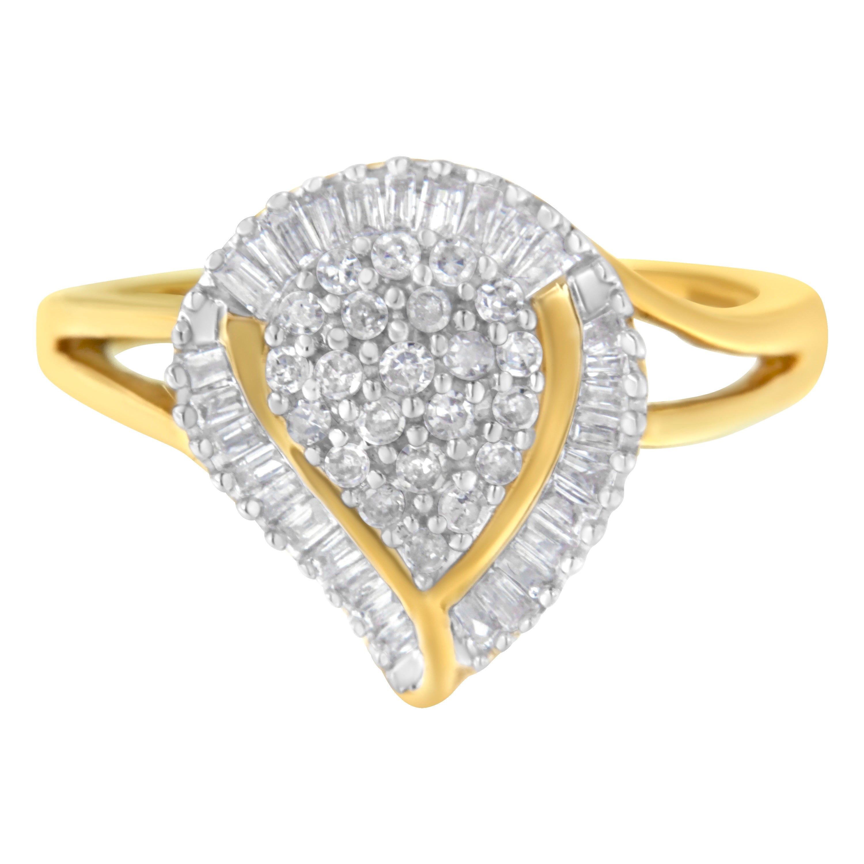 10K Yellow Gold Diamond Cluster Ring (1/2 Cttw, I-J Color, I1-I2 Clarity) - Size 6-1/2
