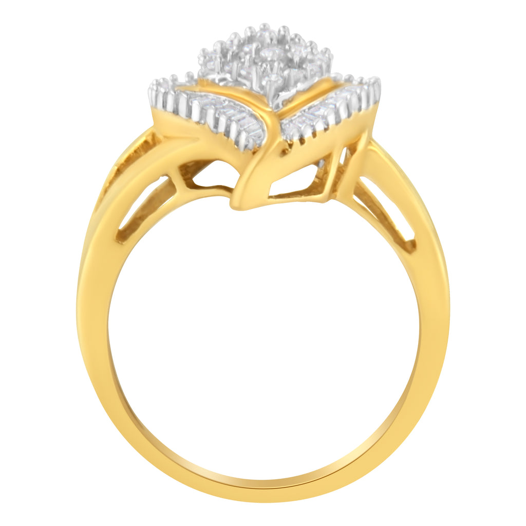 10K Yellow Gold Diamond Cluster Ring (1/2 Cttw, I-J Color, I1-I2 Clarity) - Size 6-1/2
