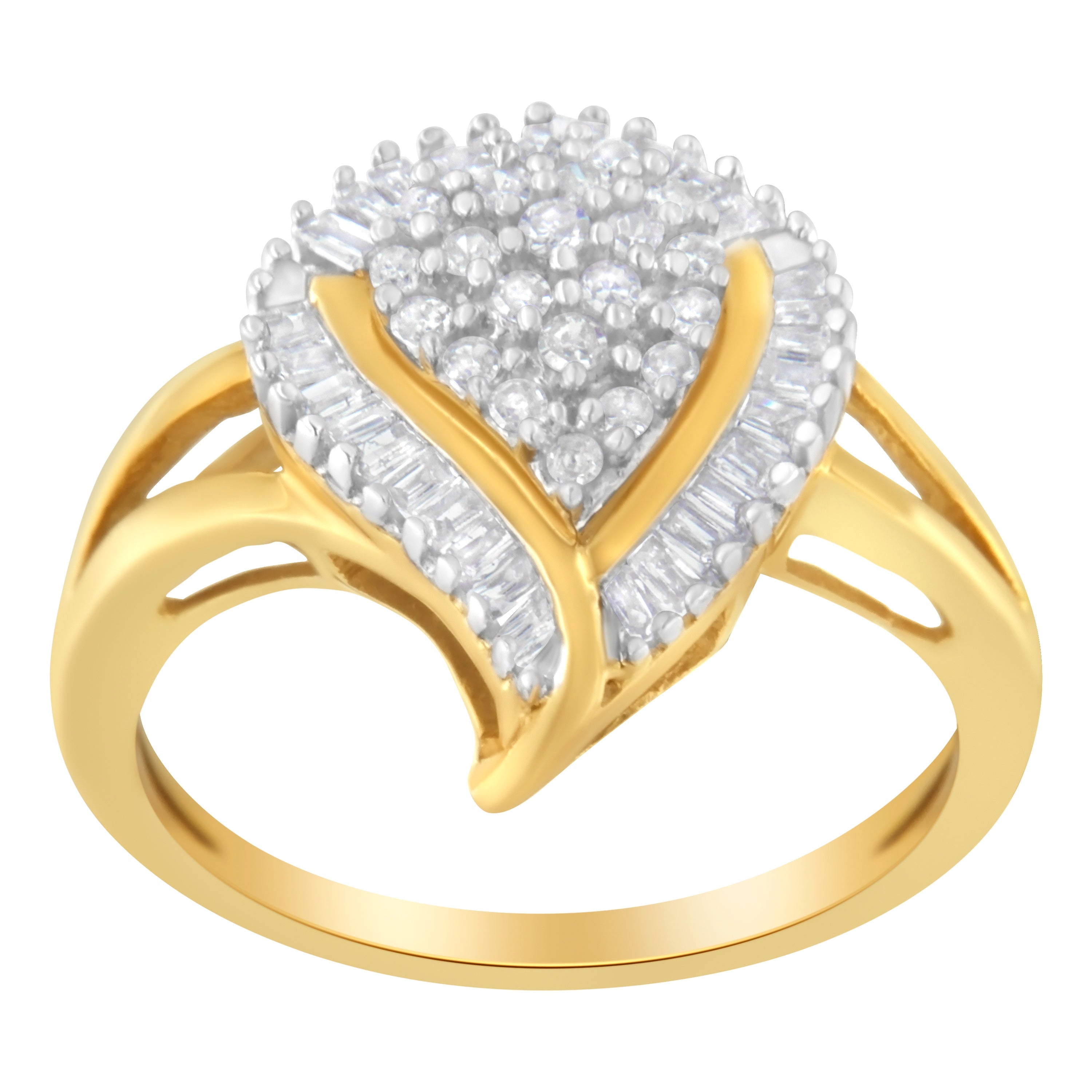 10K Yellow Gold Diamond Cluster Ring (1/2 Cttw, I-J Color, I1-I2 Clarity) - Size 6-1/2