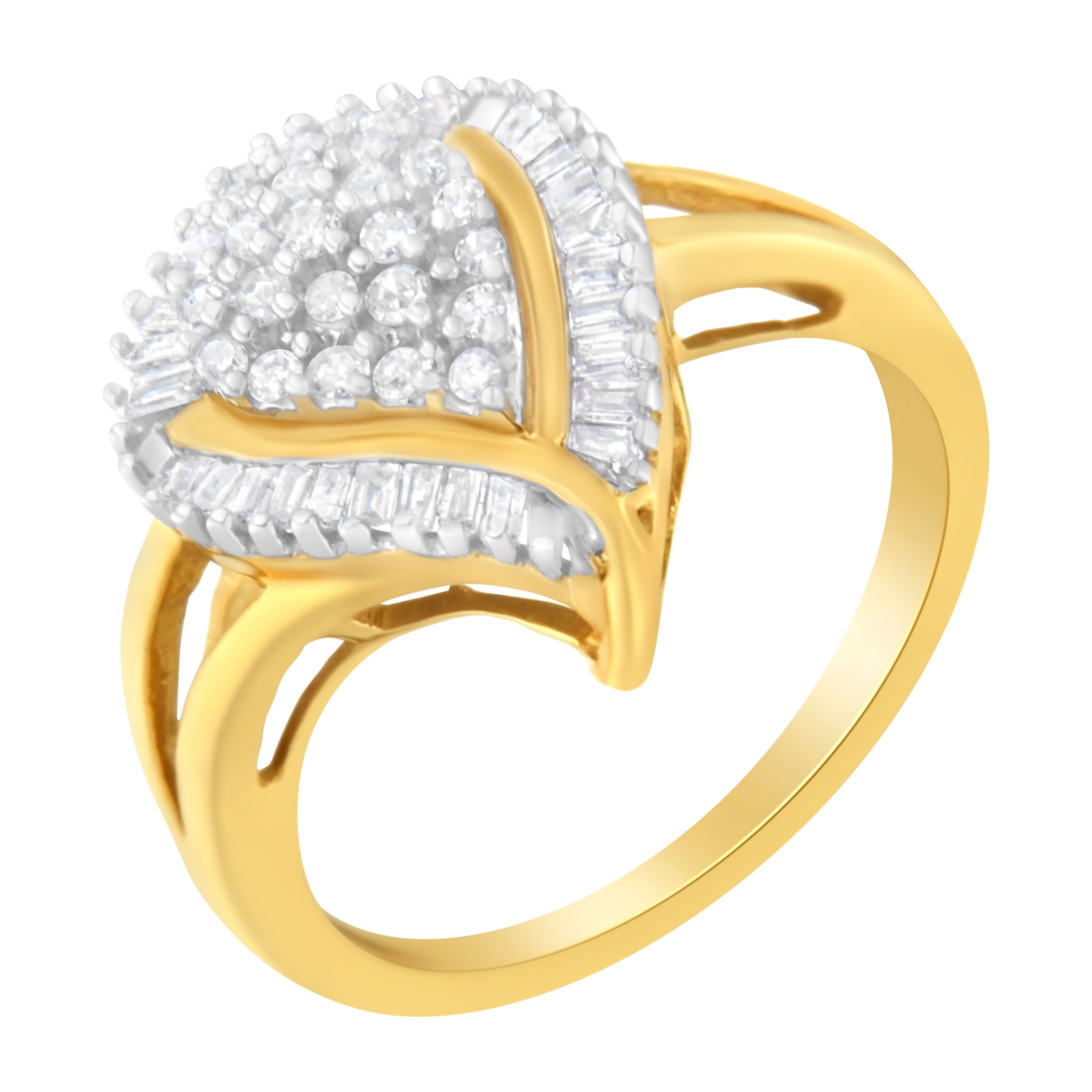 10K Yellow Gold Diamond Cluster Ring (1/2 Cttw, I-J Color, I1-I2 Clarity) - Size 6-1/2