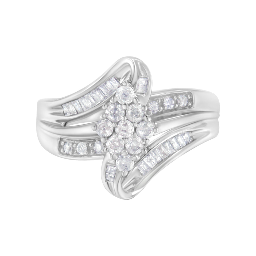 10K White Gold 1/2 cttw Diamond Cluster Ring (H-I Clarity, I2-I3 Color) - Size 8