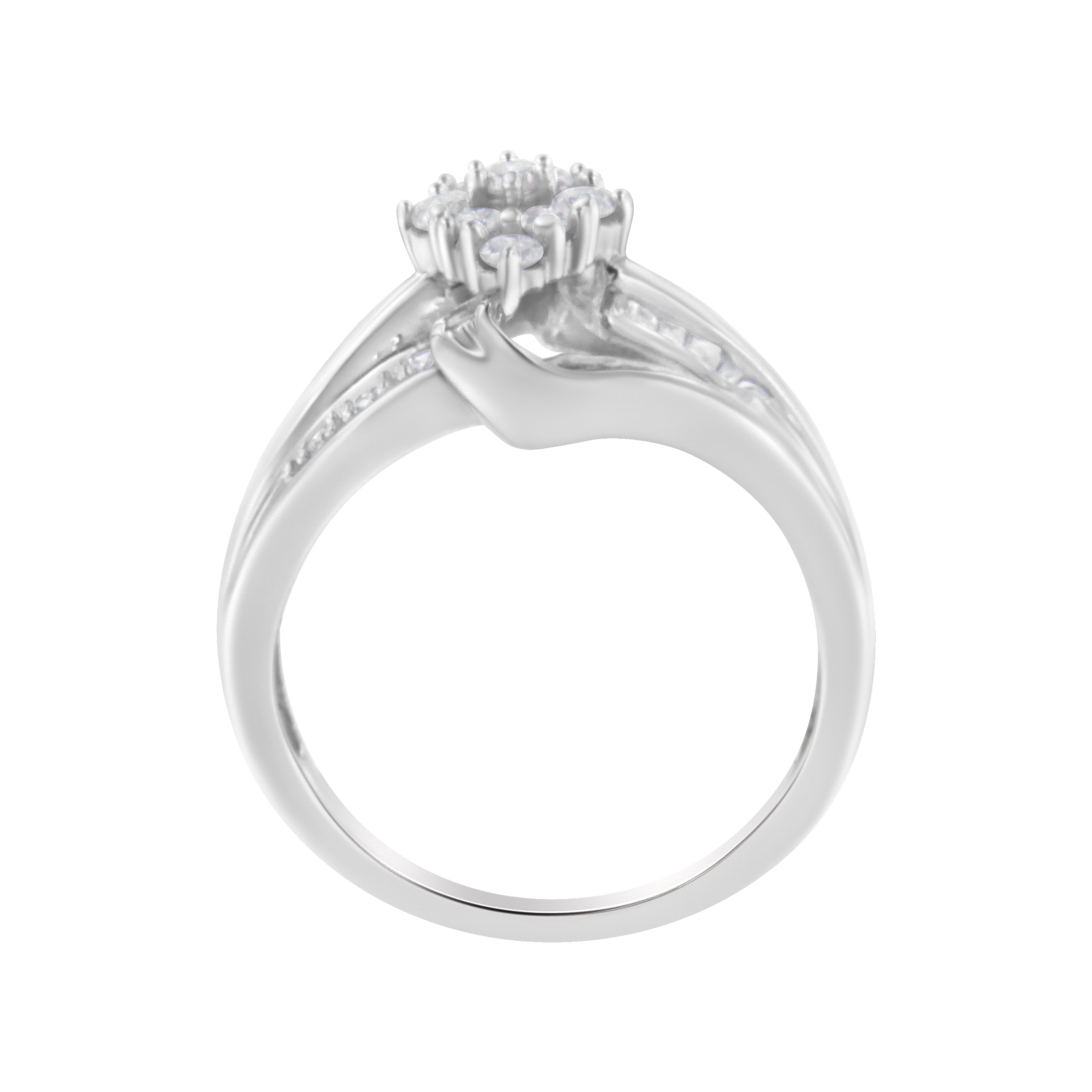 10K White Gold 1/2 cttw Diamond Cluster Ring (H-I Clarity, I2-I3 Color) - Size 8