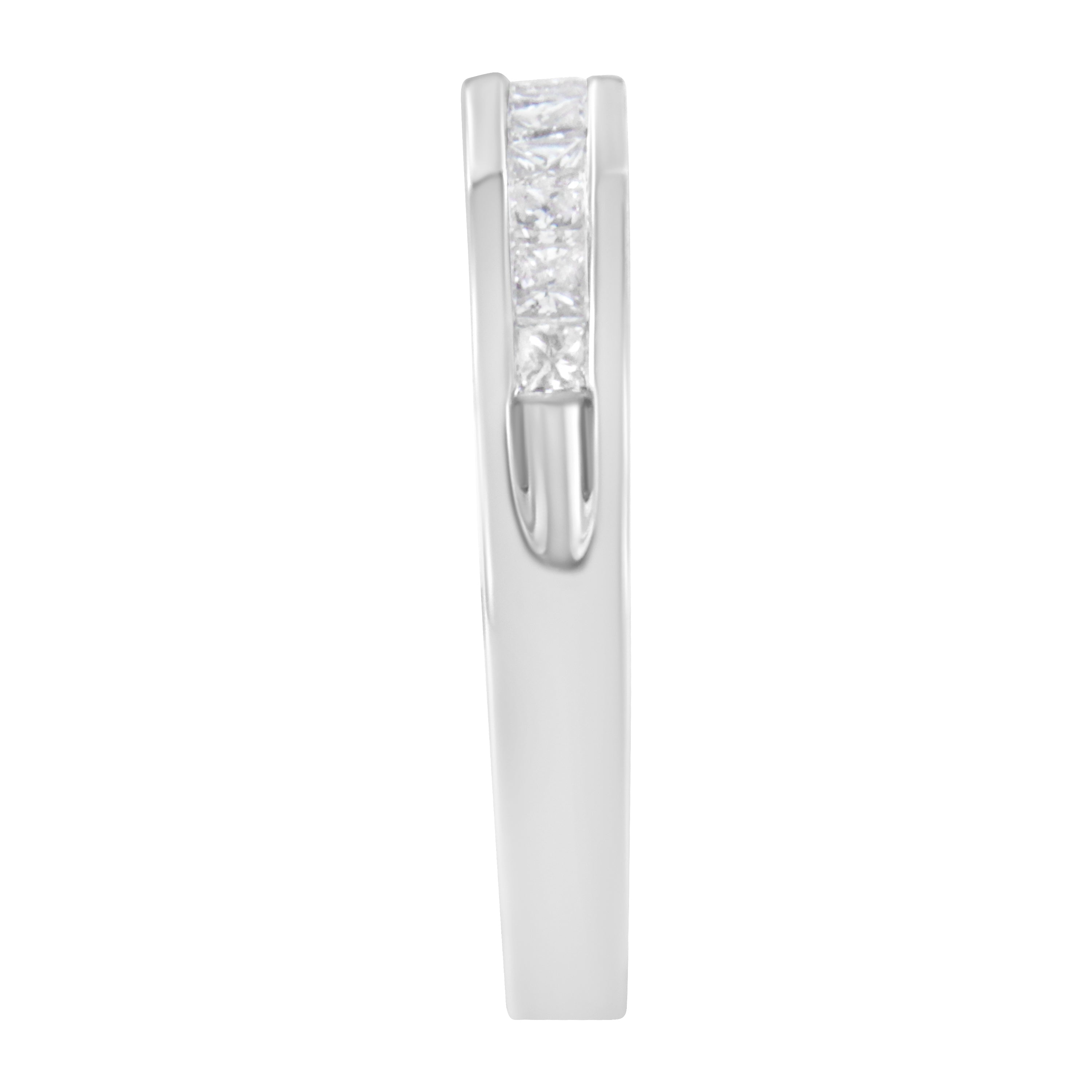 .925 Sterling Silver 1/2 Cttw Princess-Cut Diamond Channel-Set Half-Eternity Wedding or Anniversary Band Ring (H-I Color, I2 Clarity) - Size 8