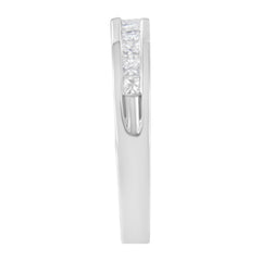 .925 Sterling Silver 1/2 Cttw Princess-Cut Diamond Channel-Set Half-Eternity Wedding or Anniversary Band Ring (H-I Color, I2 Clarity) - Size 8
