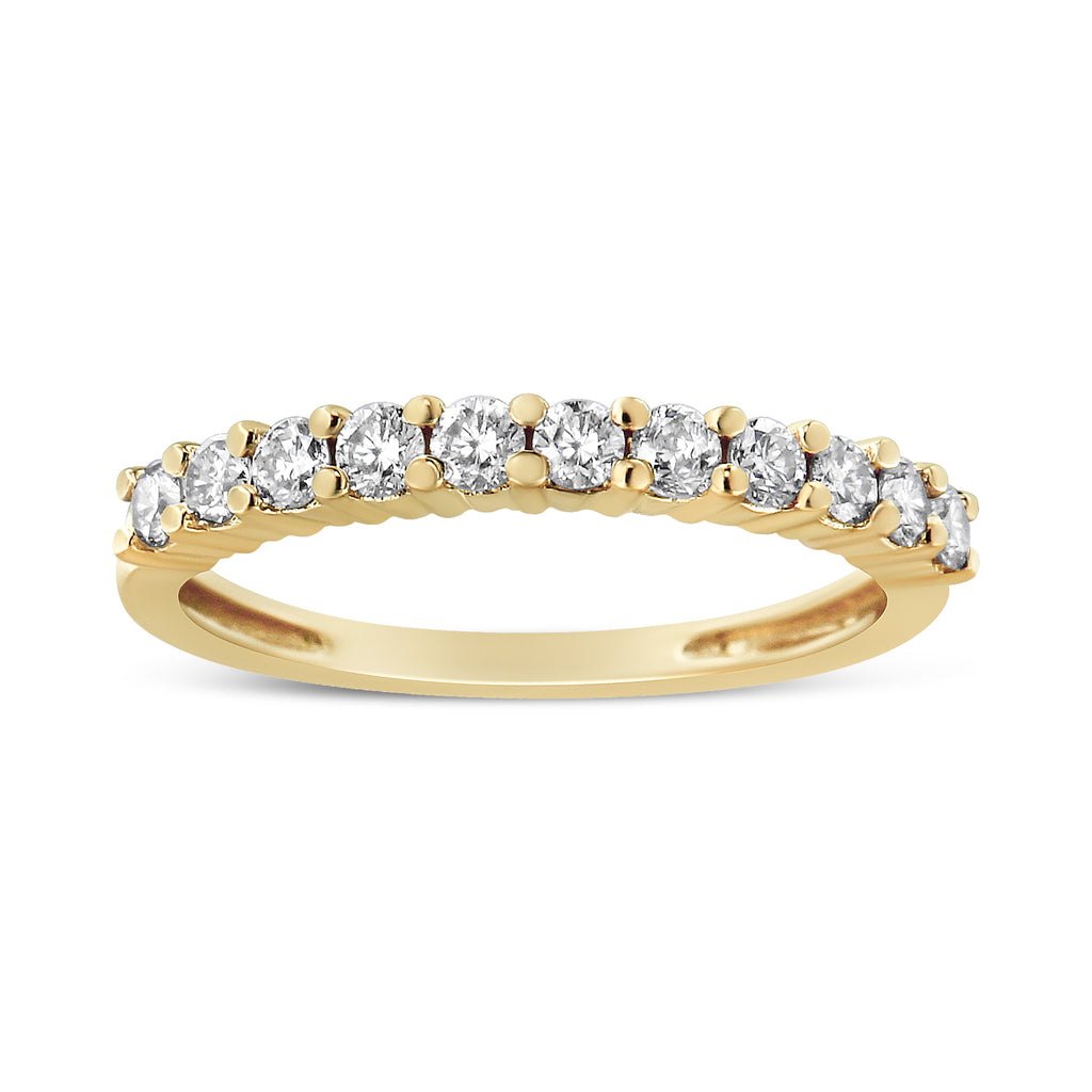 IGI Certified 1/2 Cttw Diamond 10K Yellow Gold Prong Set Fluted Band Style Wedding Ring (J-K Color, I1-I2 Clarity) - Size 6