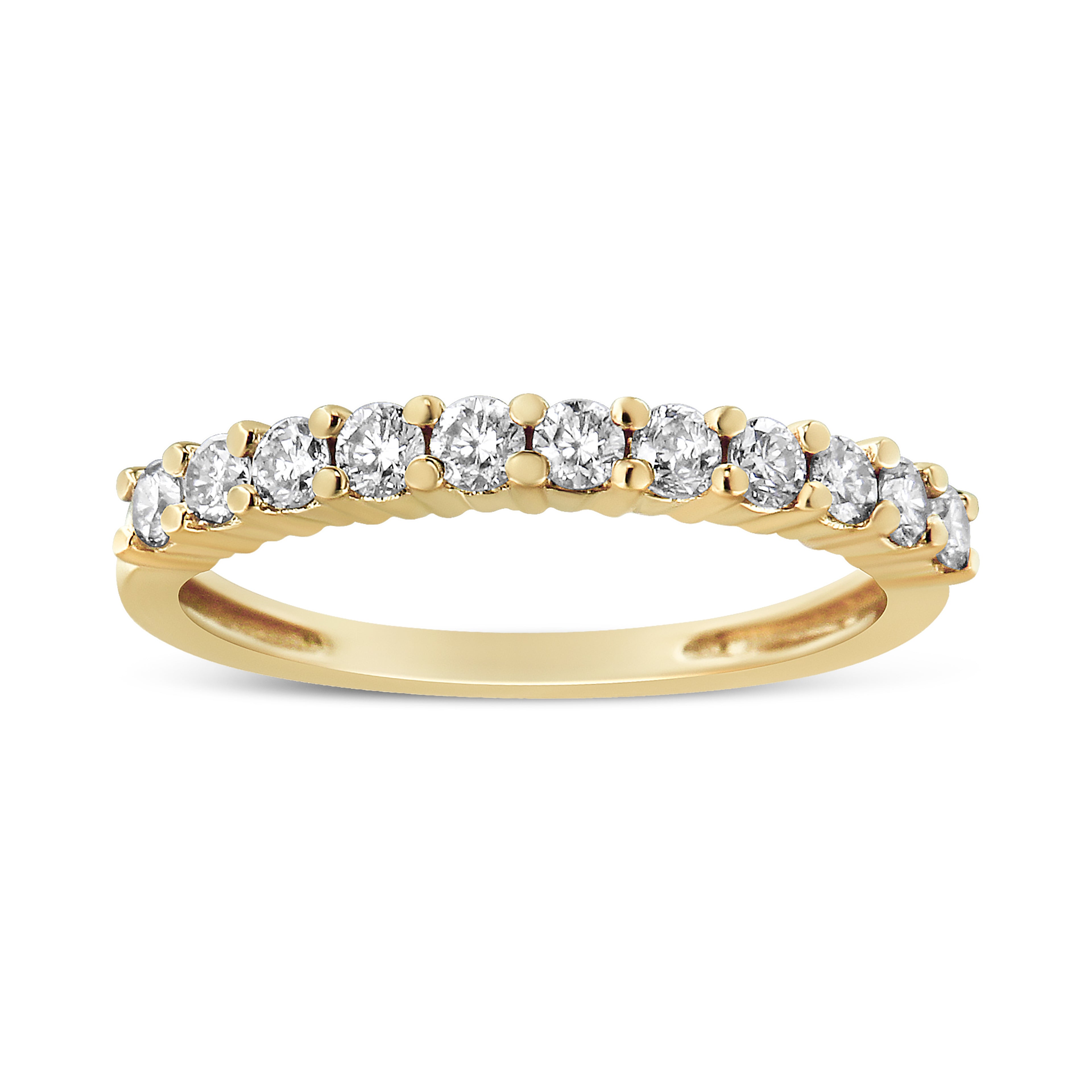 IGI Certified 1/2 Cttw Diamond 10K Yellow Gold Prong Set Fluted Band Style Wedding Ring (J-K Color, I1-I2 Clarity) - Size 6