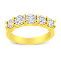 14K Yellow Gold Plated .925 Sterling Silver 1 1/2 Cttw Shared Prong Set Brilliant Round-Cut Diamond Anniversary or Wedding Band Ring (K-L Color, SI2-I1 Clarity) - Size 6