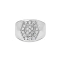 Men's .925 Sterling Silver 1/2 Cttw Multi-Diamond Hexagon Frame Ring (I-J Color, I3 Clarity) - Ring Size 11