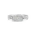 .925 Sterling Silver 1/5 Cttw Diamond ID and Cuban Link Band Ring (I-J Color, I2-I3 Clarity) - Ring Size 7