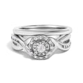 .925 Sterling Silver 1/7 Cttw Diamond Halo Bypass Engagement Ring and Wedding Band Set (I-J Color, I3 Clarity) - Size 8