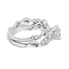 14K White Gold Lab Grown Diamond 1.0 Cttw Vintage Style Engagement Ring and Band Set - Ring Size 10