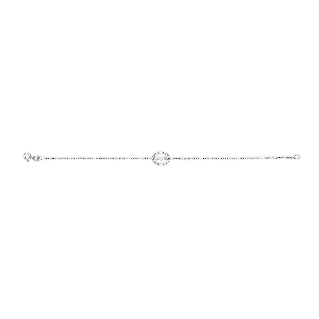 .925 Sterling Silver Diamond Accent MOM Charm Bracelet (J-K Color, I2-I3 Clarity) - 7" Inches