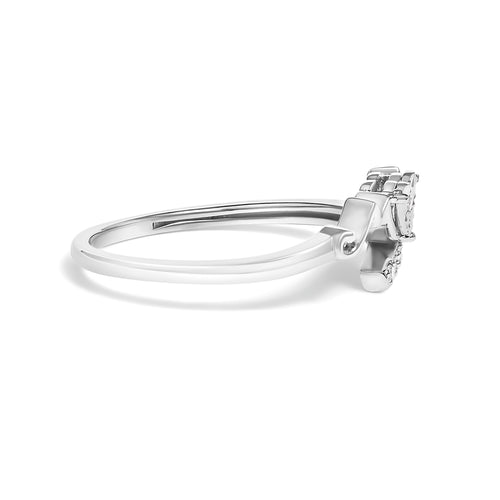 .925 Sterling Silver Diamond Accent "MOM" Heart Ring (J-K Color, I2-I3 Clarity) - Ring Size 6