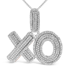 قلادة XO من الفضة الإسترليني المرصعة بالألماس بافيه عيار 1/4 قيراط