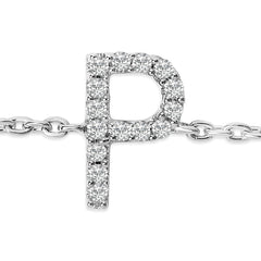 سوار من الذهب الأبيض عيار 10 قيراط مرصع بالألماس على شكل حرف "P" مع سلسلة
