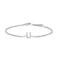 10K White Gold Diamond Accent "U" Initial Charm and Link Bracelet