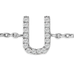 سوار من الذهب الأبيض عيار 10 قيراط مرصع بالألماس على شكل حرف "U" مع وصلات