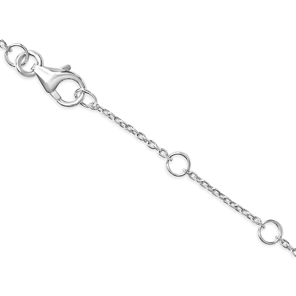 10K White Gold Diamond Accent "U" Initial Charm and Link Bracelet