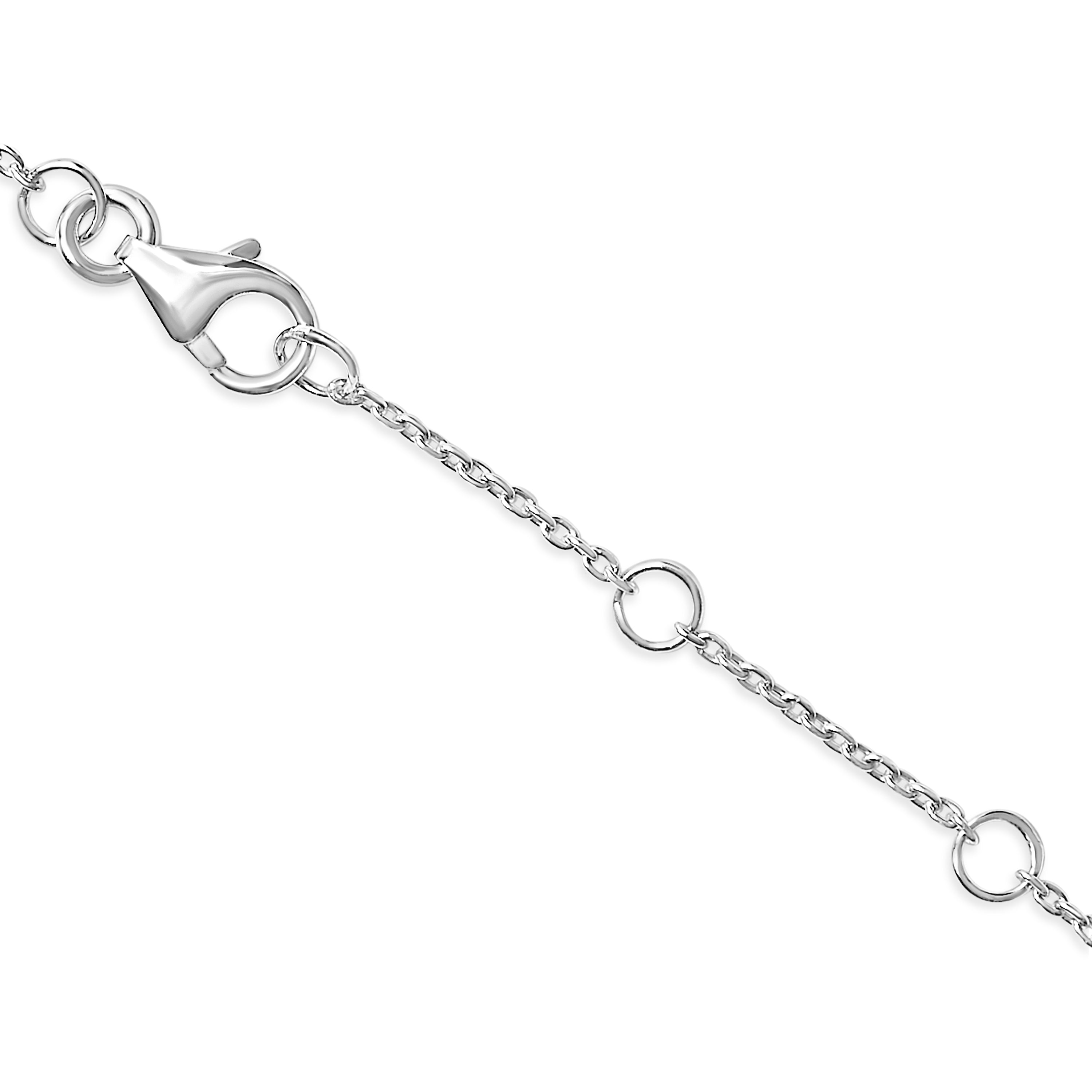 10K White Gold Diamond Accent "U" Initial Charm and Link Bracelet